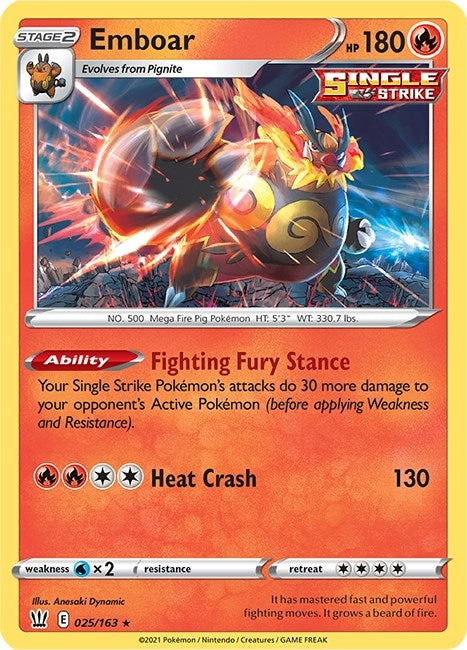 Image for Emboar (025/163) (SWSH05) - Pokemon