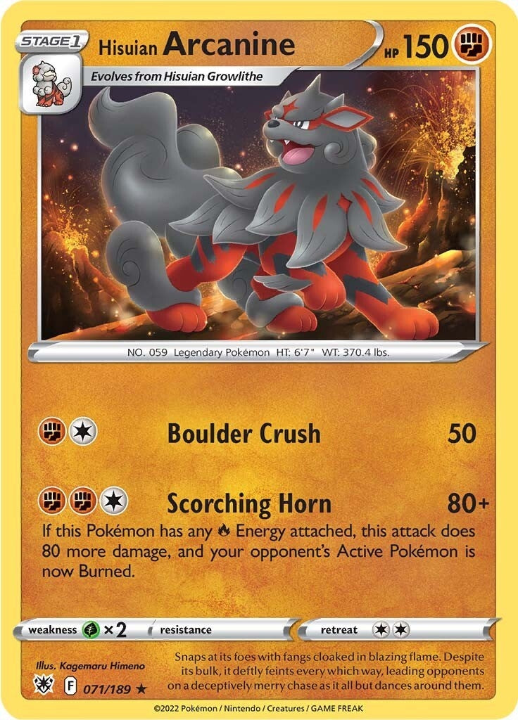 Image for Hisuian Arcanine (071/189) (SWSH10) - Pokemon
