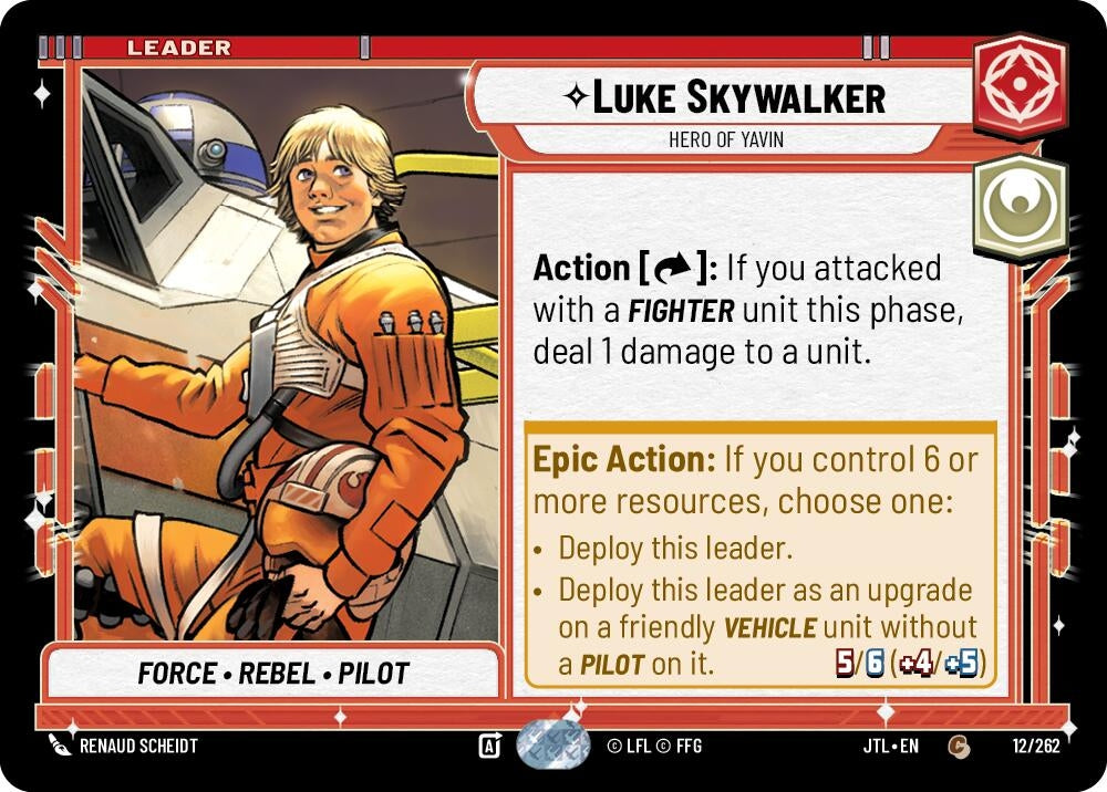 Image for Luke Skywalker - Hero of Yavin (012/262) (JTL) - Star Wars: Unlimited