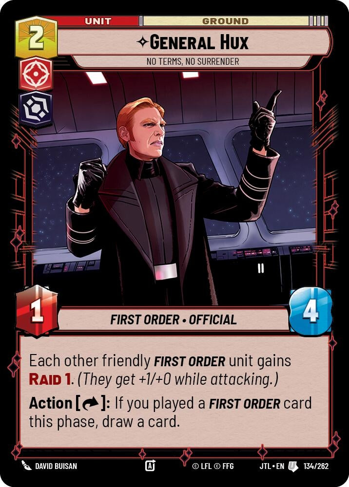 Image for General Hux - No Terms, No Surrender (134/262) (JTL) - Star Wars: Unlimited