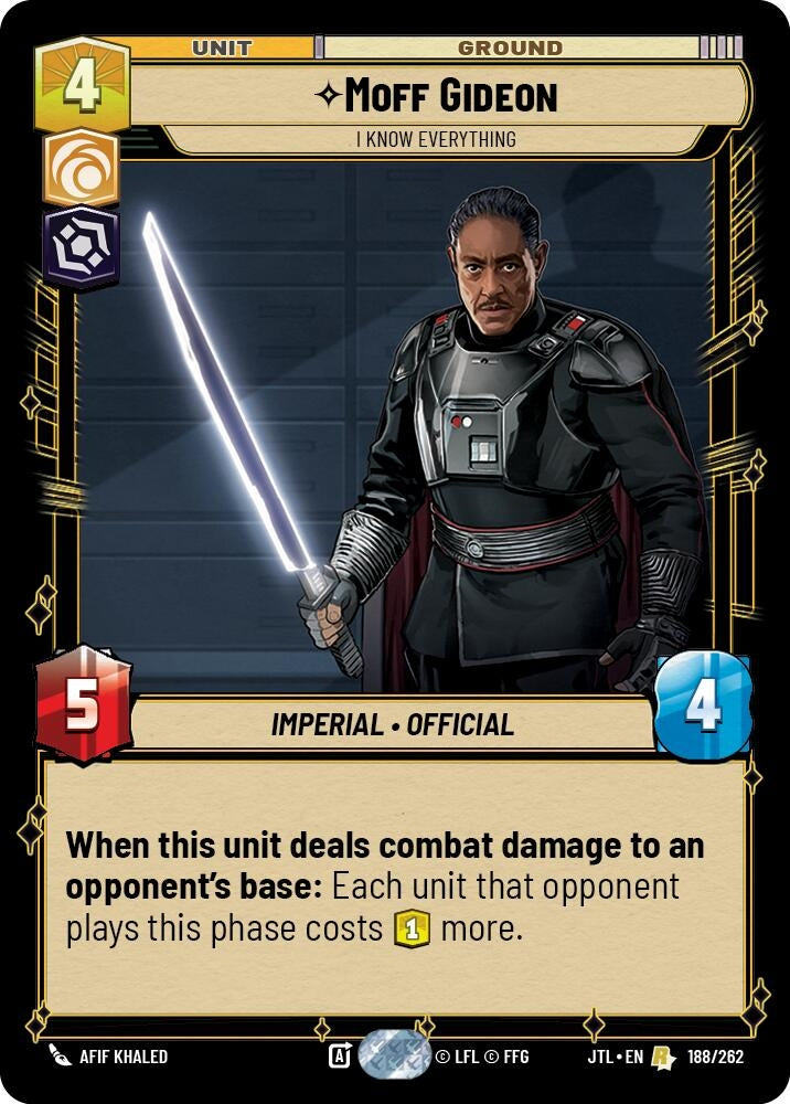 Image for Moff Gideon - I Know Everything (188/262) (JTL) - Star Wars: Unlimited