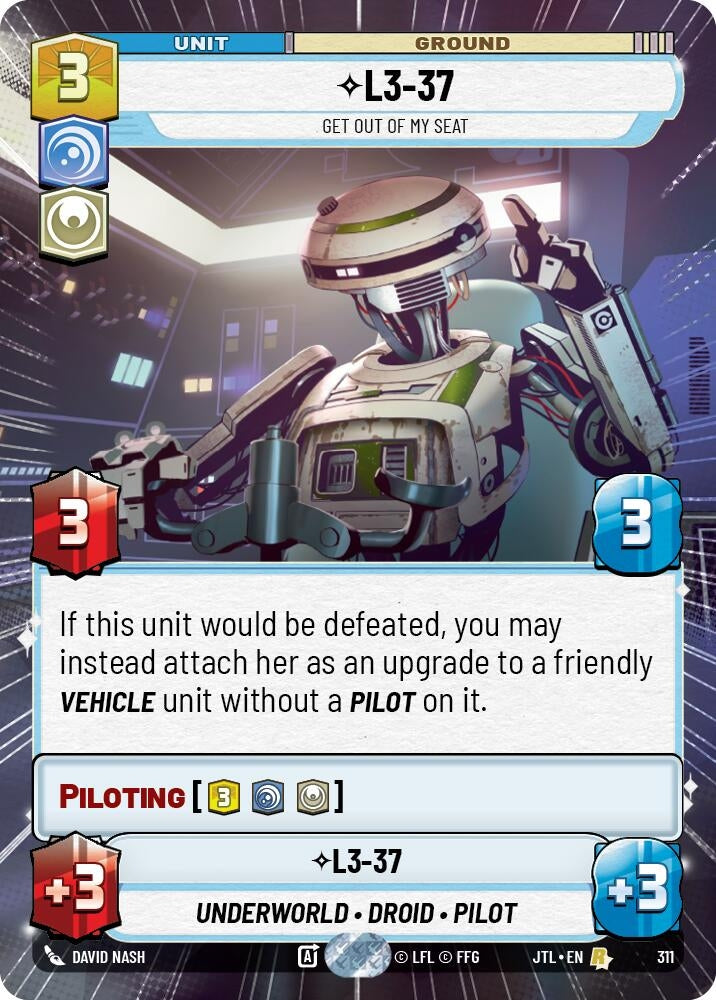 Image for L3-37 - Get Out Of My Seat (Hyperspace) (311) (JTL) - Star Wars: Unlimited