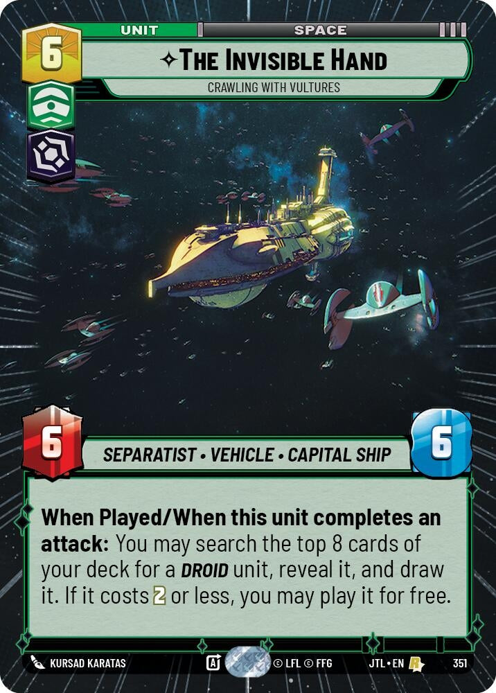 Image for The Invisible Hand - Crawling With Vultures (Hyperspace) (351) (JTL) - Star Wars: Unlimited