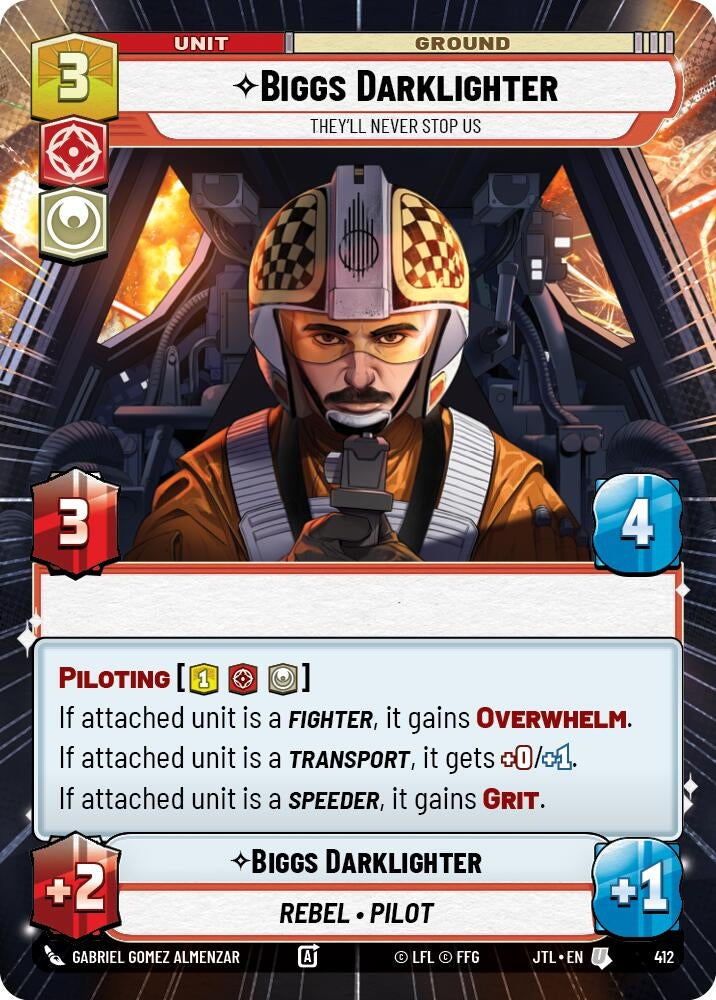 Image for Biggs Darklighter - They'll Never Stop Us (Hyperspace) (412) (JTL) - Star Wars: Unlimited