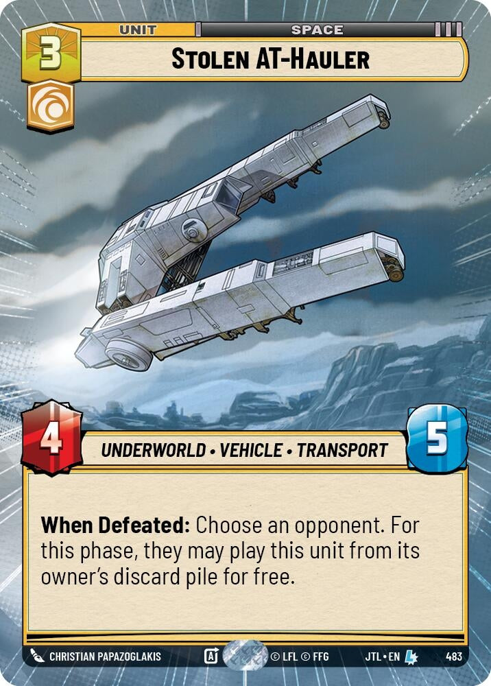 Image for Stolen AT-Hauler (Hyperspace) (483) (JTL) - Star Wars: Unlimited