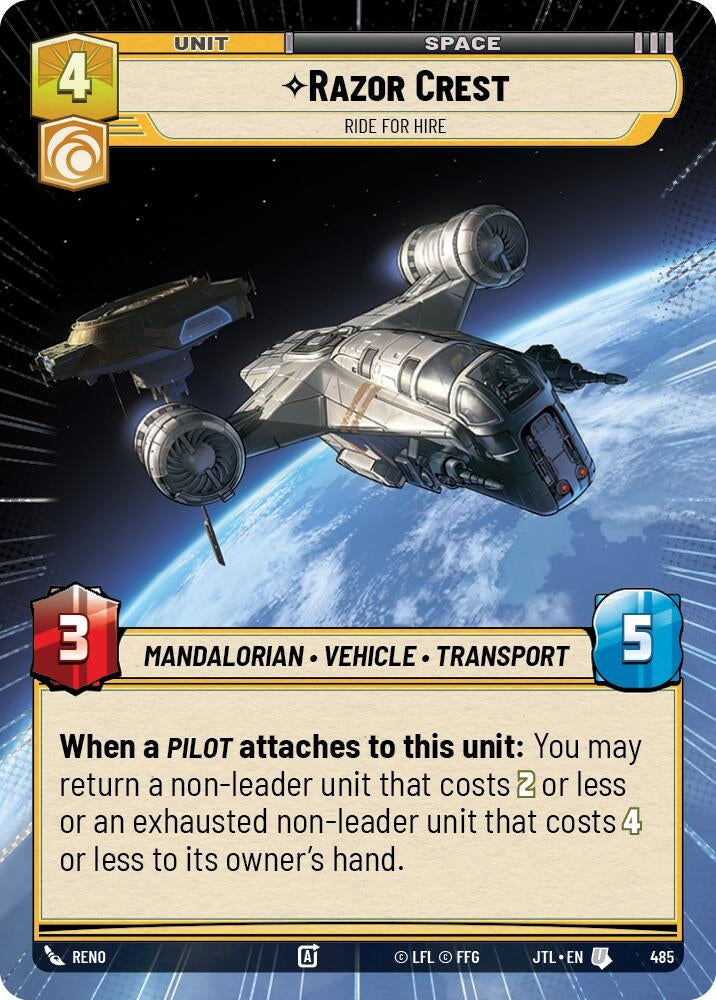 Image for Razor Crest - Ride For Hire (Hyperspace) (485) (JTL) - Star Wars: Unlimited