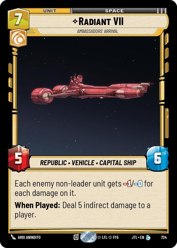 Image for Radiant VII - Ambassadors' Arrival (Foil) (724) (JTL) - Star Wars: Unlimited