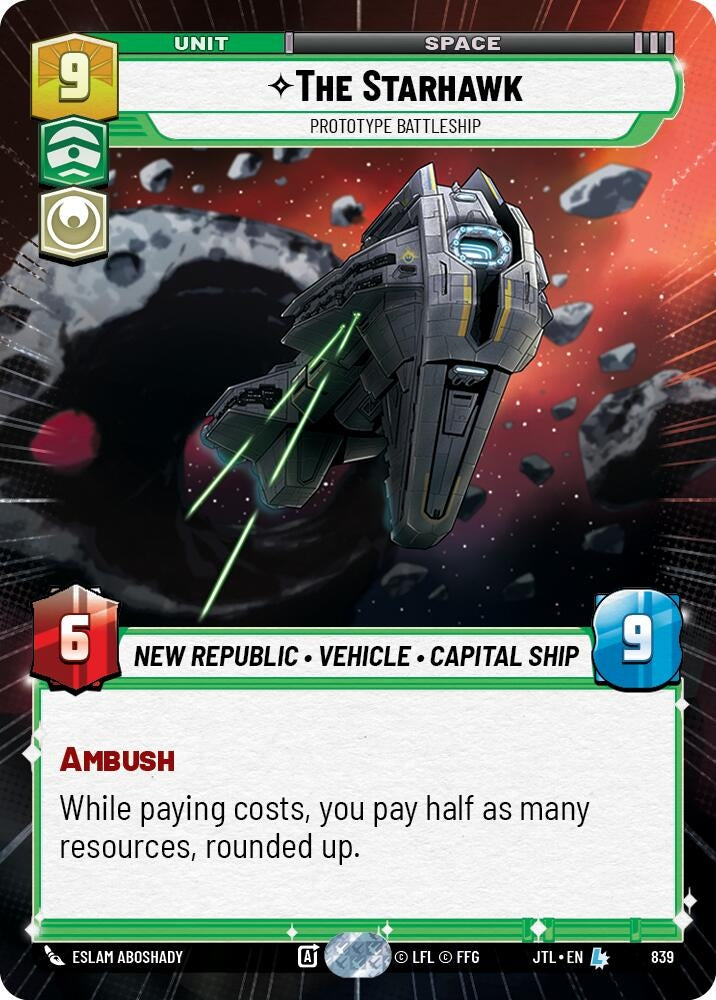 Image for The Starhawk - Prototype Battleship (Hyperspace Foil) (839) (JTL) - Star Wars: Unlimited