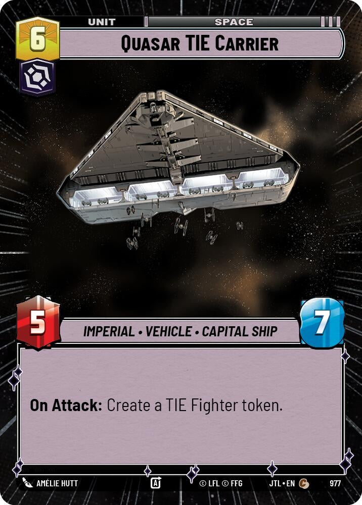 Image for Quasar TIE Carrier (Hyperspace Foil) (977) (JTL) - Star Wars: Unlimited
