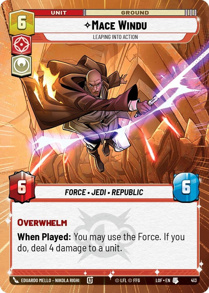 Image for Mace Windu - Leaping into Action (Hyperspace) (413) (LOF) - Star Wars: Unlimited