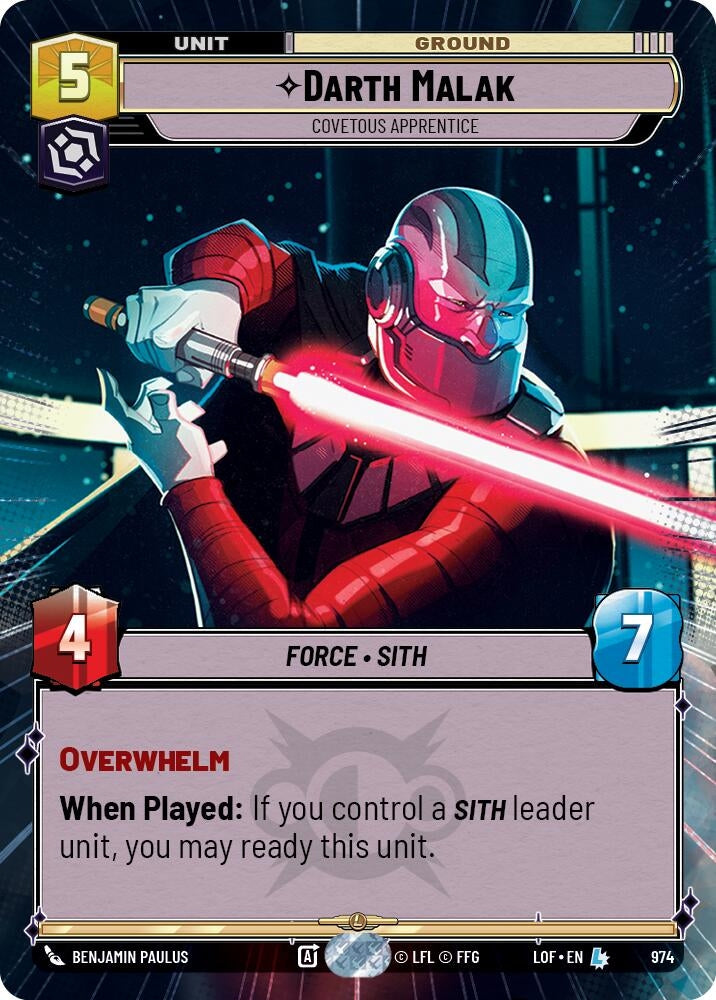 Darth Malak - Covetous Apprentice (Hyperspace Foil) (974) (LOF)