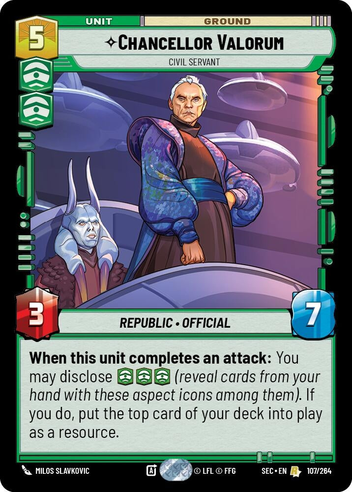 Image for Chancellor Valorum - Civil Servant (107/264) (SEC) - Star Wars: Unlimited