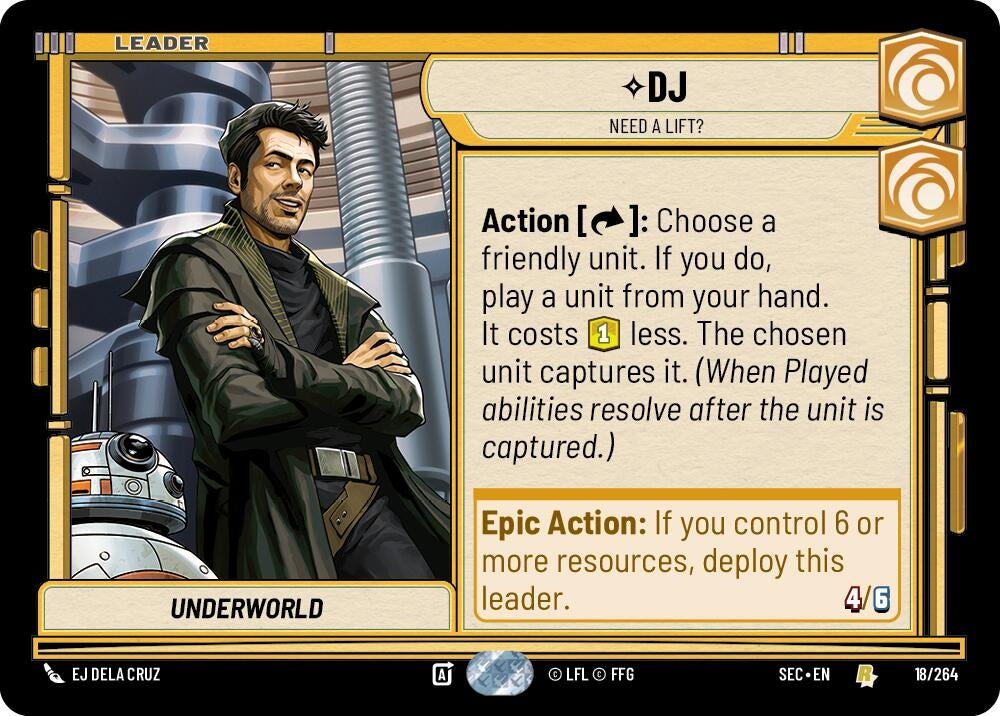 Image for DJ - Need a Lift? (18/264) (SEC) - Star Wars: Unlimited