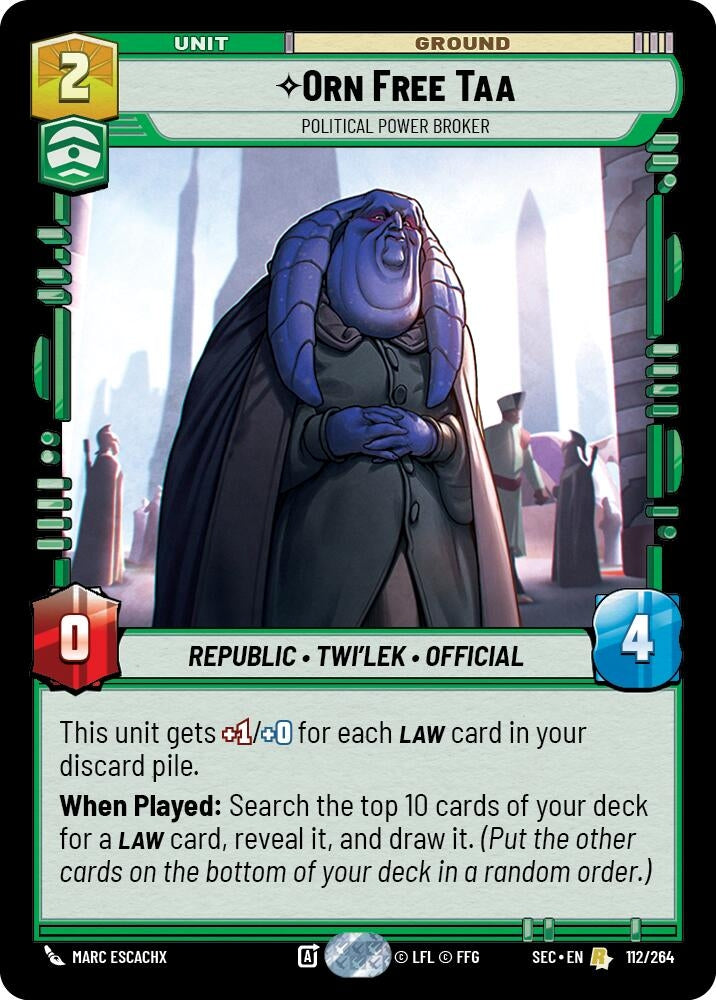 Image for Orn Free Taa - Political Power Broker (112/264) (SEC) - Star Wars: Unlimited
