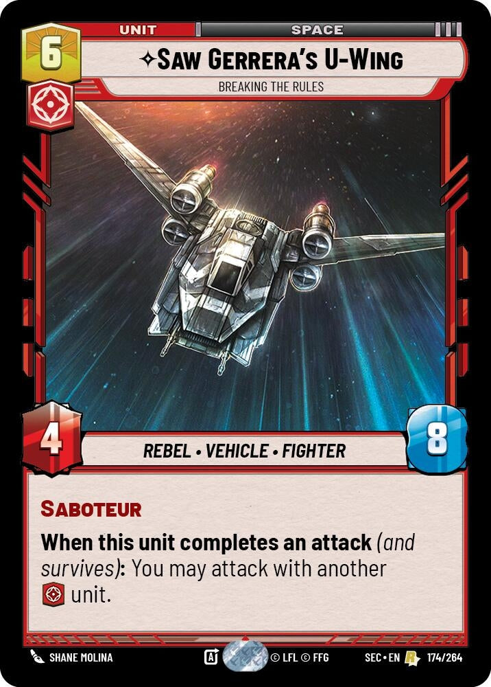 Image for Saw Gerrera's U-Wing - Breaking the Rules (174/264) (SEC) - Star Wars: Unlimited