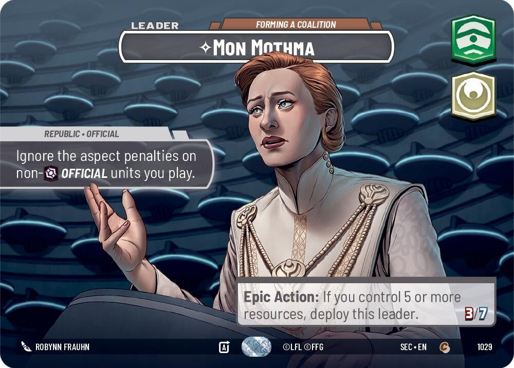 Image for Mon Mothma - Forming a Coalition (Showcase) (1029) (SEC) - Star Wars: Unlimited
