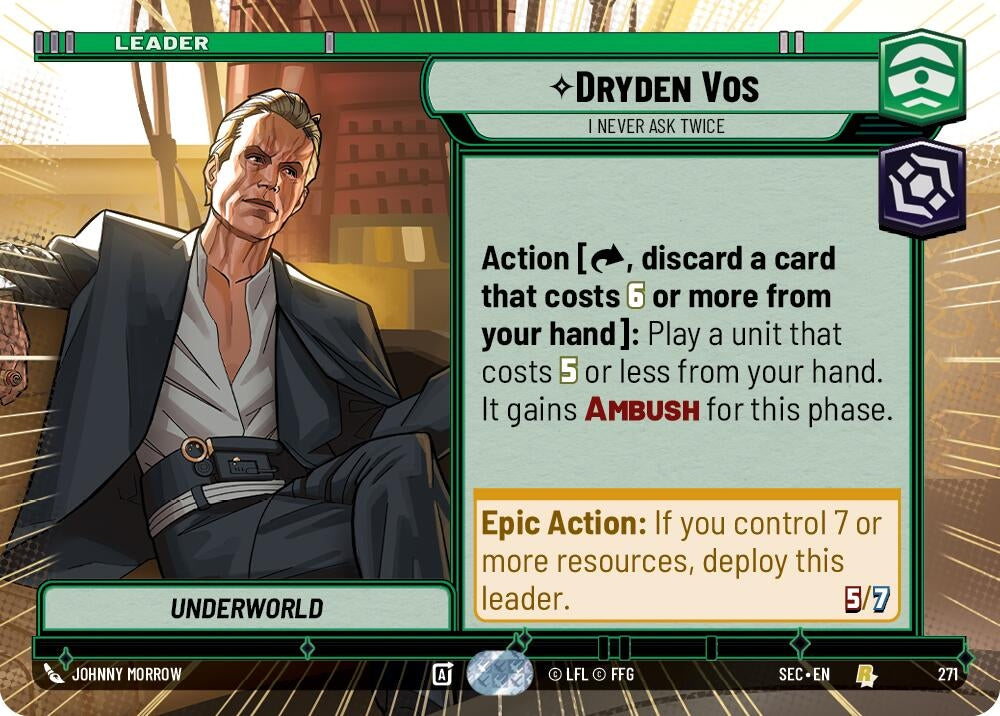Image for Dryden Vos - I Never Ask Twice (Hyperspace) (271) (SEC) - Star Wars: Unlimited