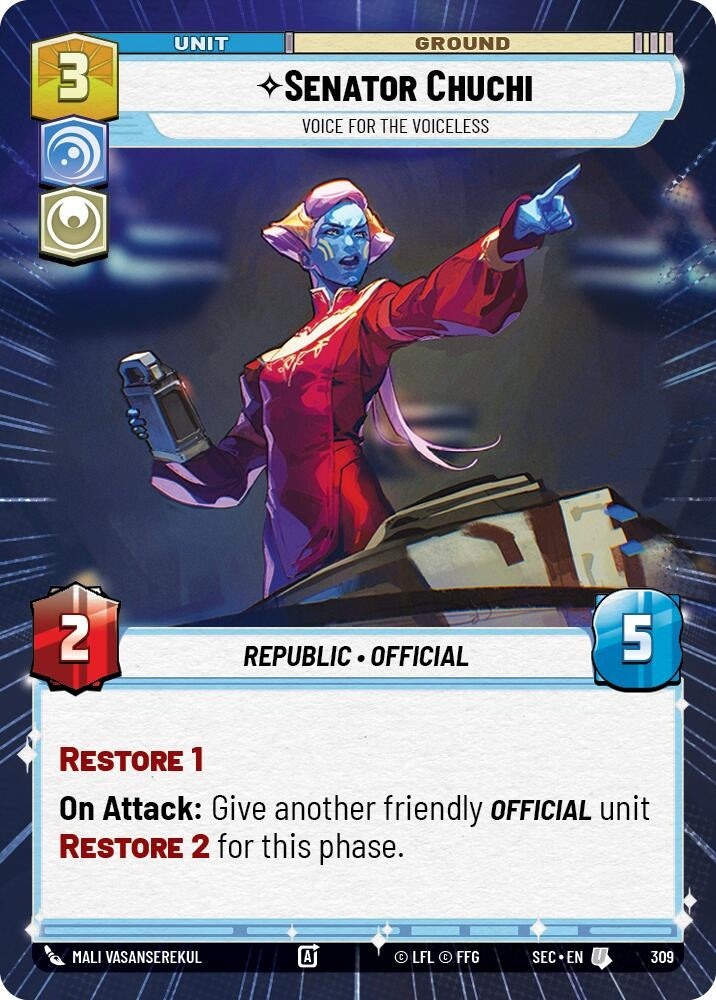 Image for Senator Chuchi - Voice for the Voiceless (Hyperspace) (309) (SEC) - Star Wars: Unlimited