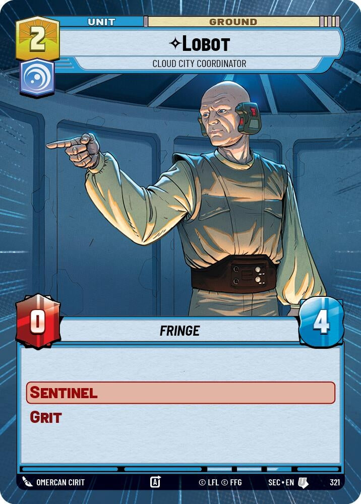 Image for Lobot - Cloud City Coordinator (Hyperspace) (321) (SEC) - Star Wars: Unlimited