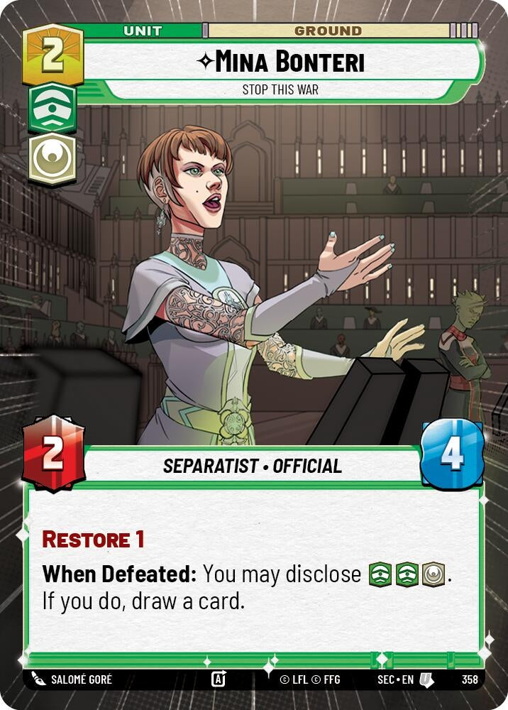 Image for Mina Bonteri - Stop This War (Hyperspace) (358) (SEC) - Star Wars: Unlimited