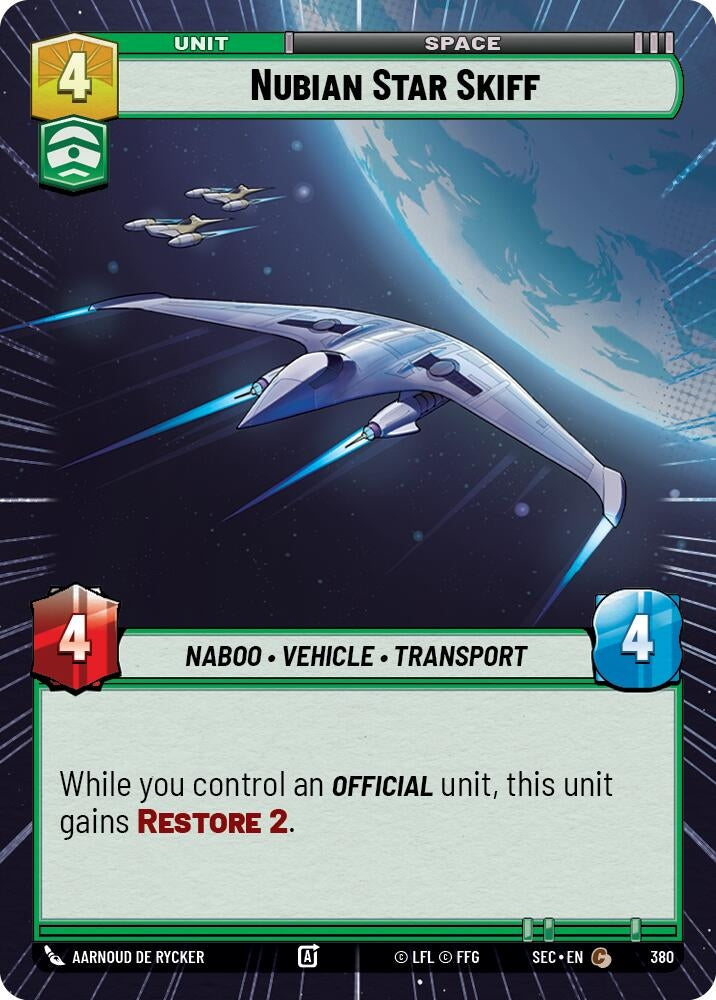 Image for Nubian Star Skiff (Hyperspace) (380) (SEC) - Star Wars: Unlimited