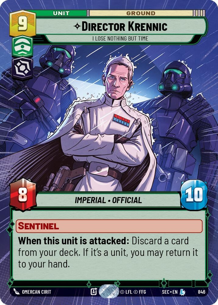 Image for Director Krennic - I Lose Nothing But Time (Hyperspace Foil) (846) (SEC) - Star Wars: Unlimited