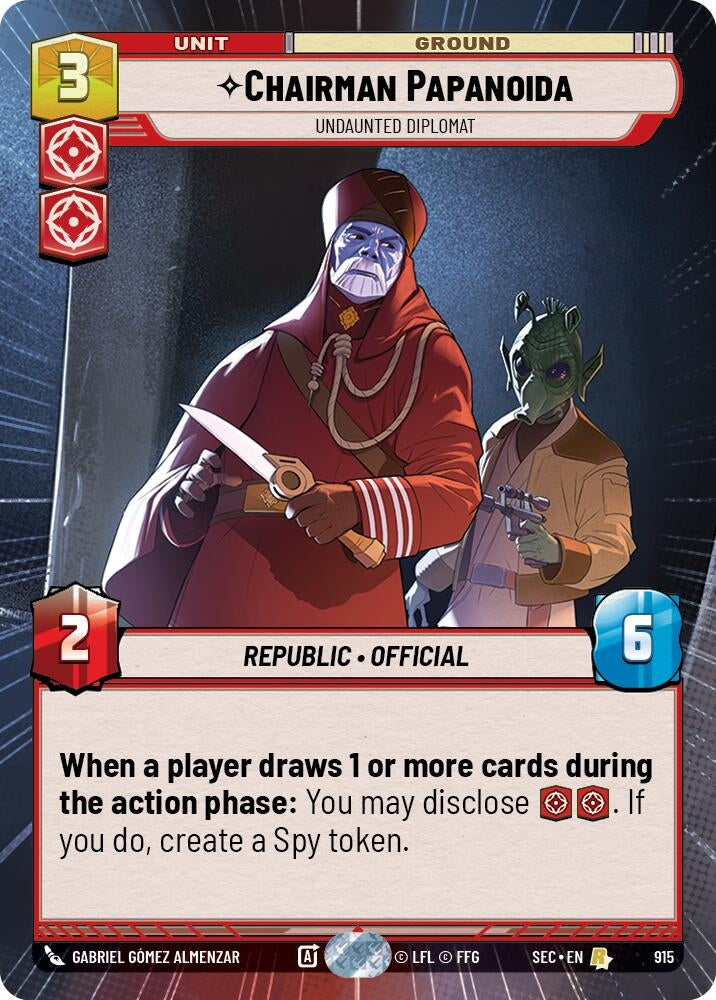 Image for Chairman Papanoida - Undaunted Diplomat (Hyperspace Foil) (915) (SEC) - Star Wars: Unlimited