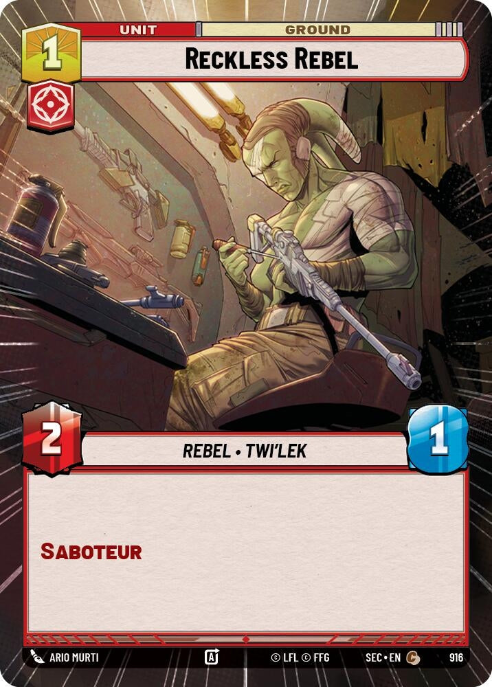 Image for Reckless Rebel (Hyperspace Foil) (916) (SEC) - Star Wars: Unlimited
