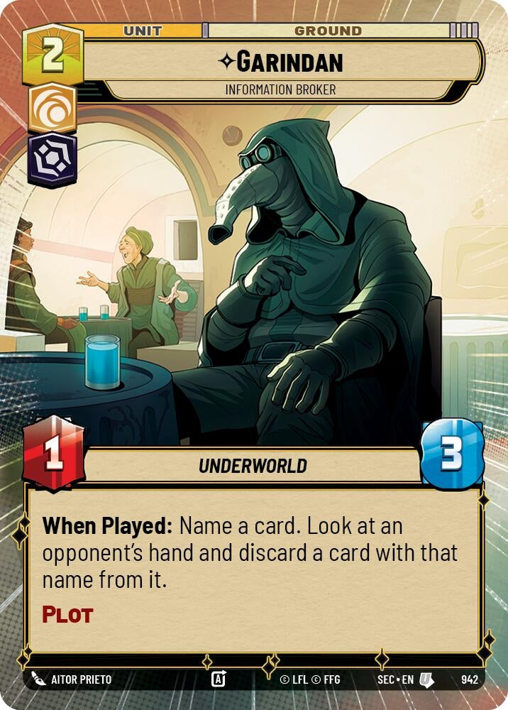 Image for Garindan - Information Broker (Hyperspace Foil) (942) (SEC) - Star Wars: Unlimited
