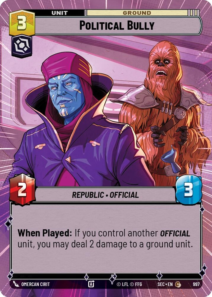 Image for Political Bully (Hyperspace Foil) (997) (SEC) - Star Wars: Unlimited