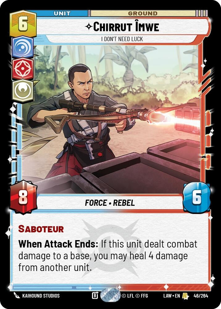 Image for Chirrut Îmwe - I Don't Need Luck (46/264) (LAW) - Star Wars: Unlimited