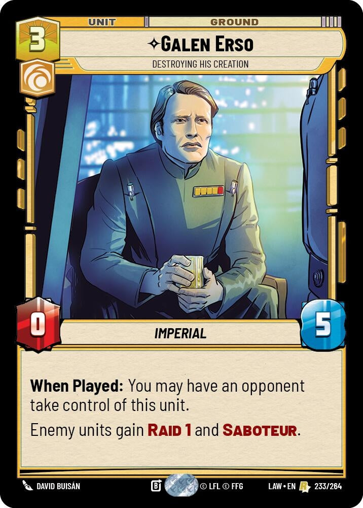 Image for Galen Erso - Destroying His Creation (233/264) (LAW) - Star Wars: Unlimited