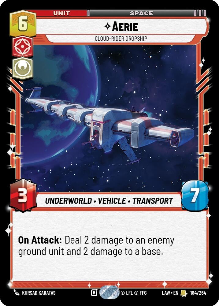 Image for Aerie - Cloud-Rider Dropship (184/264) (LAW) - Star Wars: Unlimited
