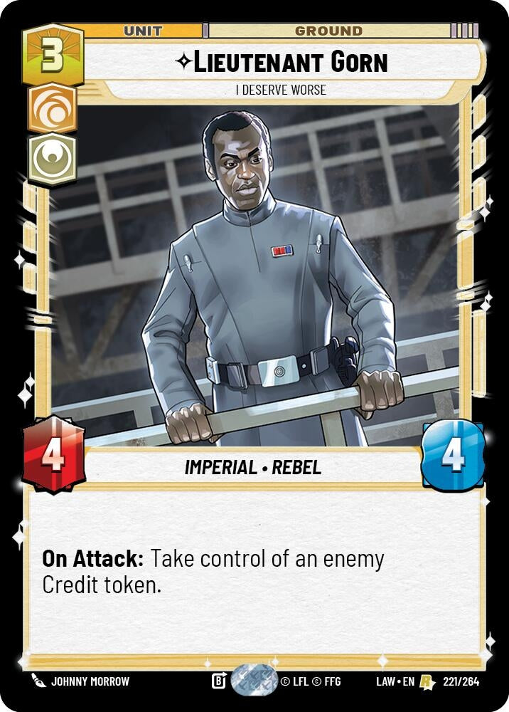 Image for Lieutenant Gorn - I Deserve Worse (221/264) (LAW) - Star Wars: Unlimited