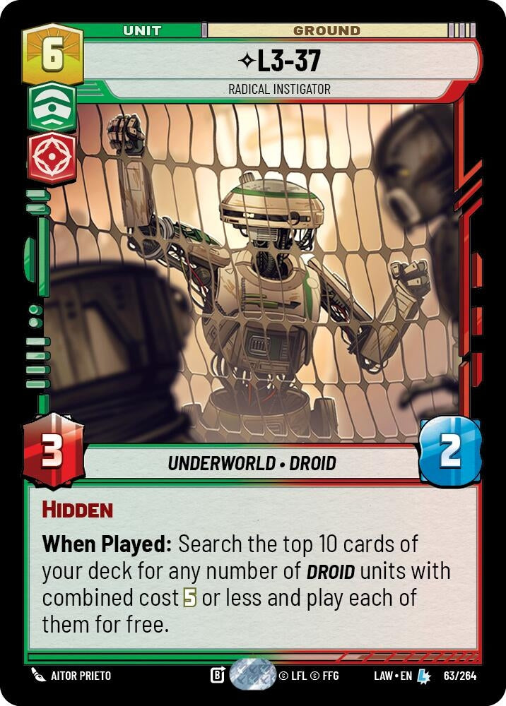 Image for L3-37 - Radical Instigator (63/264) (LAW) - Star Wars: Unlimited