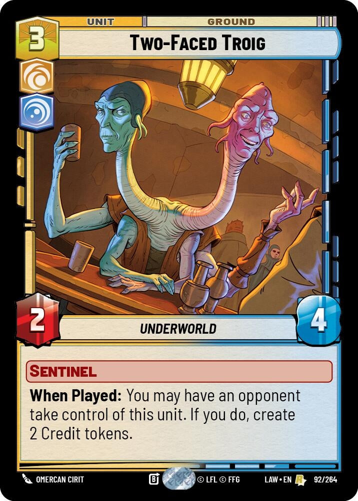 Image for Two-Faced Troig (92/264) (LAW) - Star Wars: Unlimited