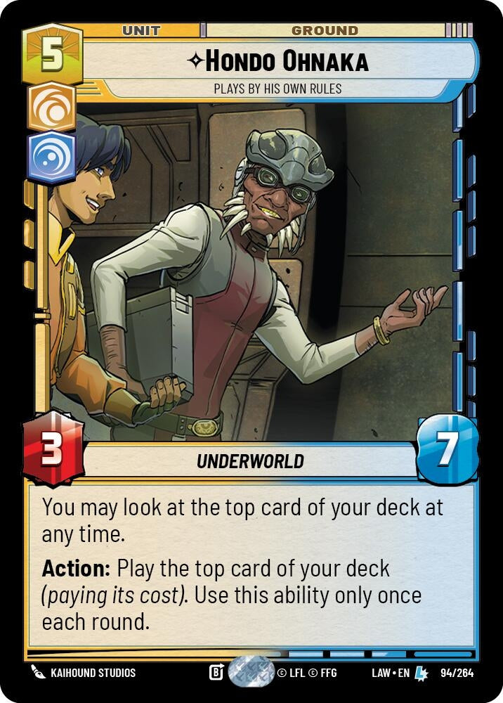 Image for Hondo Ohnaka - Plays By His Own Rules (94/264) (LAW) - Star Wars: Unlimited