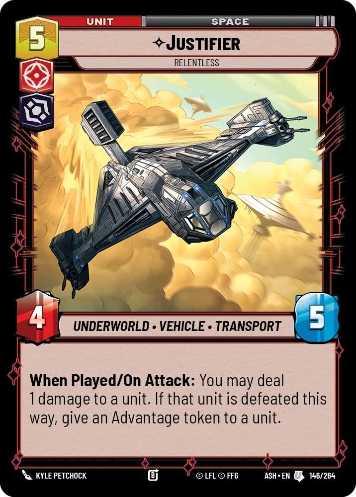 Image for Justifier - Relentless (146/264) (ASH) - Star Wars: Unlimited