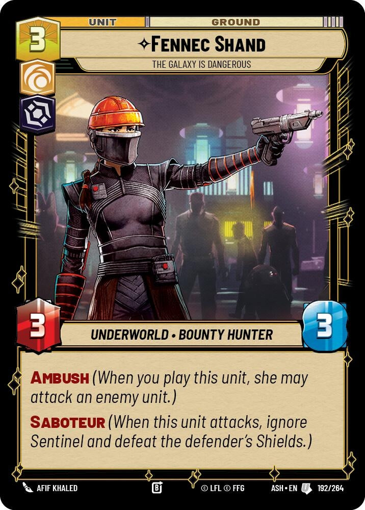 Image for Fennec Shand - The Galaxy Is Dangerous (192/264) (ASH) - Star Wars: Unlimited