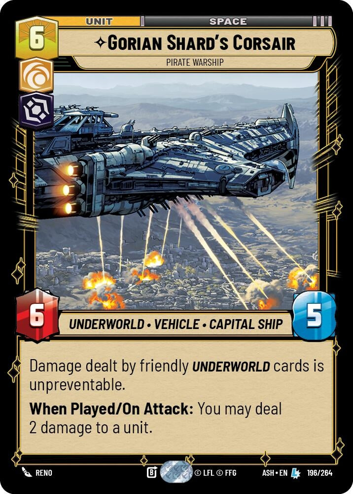 Image for Gorian Shard's Corsair - Pirate Warship (196/264) (ASH) - Star Wars: Unlimited