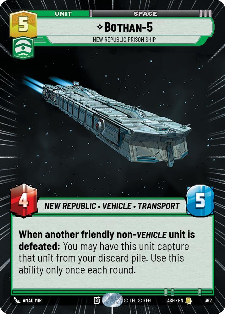 Image for Bothan-5 - New Republic Prison Ship (Hyperspace) (392) (ASH) - Star Wars: Unlimited