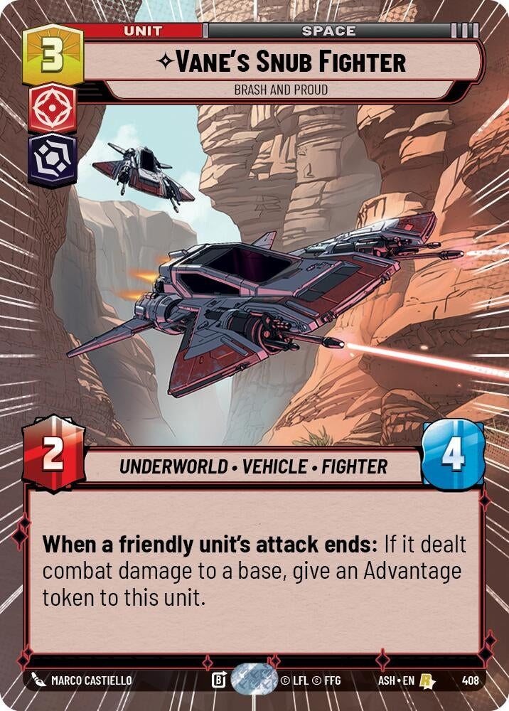Image for Vane's Snub Fighter - Brash and Proud (Hyperspace) (408) (ASH) - Star Wars: Unlimited