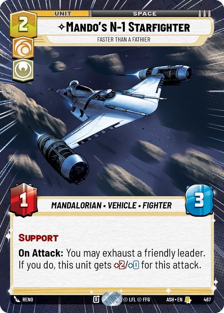 Image for Mando's N-1 Starfighter - Faster than a Fathier (Hyperspace) (467) (ASH) - Star Wars: Unlimited