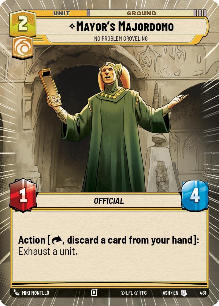 Image for Mayor's Majordomo - No Problem Groveling (Hyperspace) (481) (ASH) - Star Wars: Unlimited