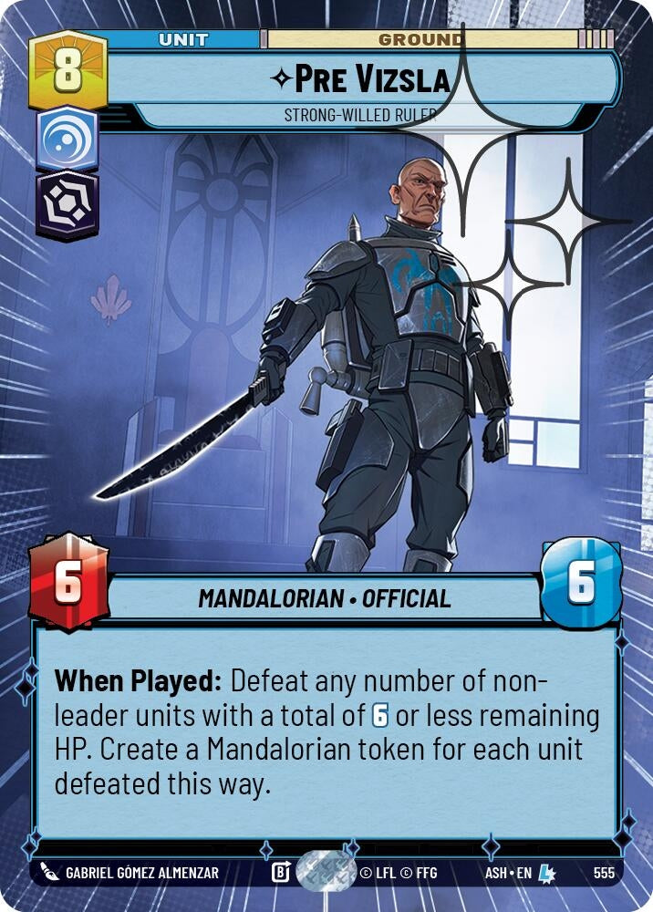 Image for Pre Vizsla - Strong-Willed Ruler (Hyperspace Foil) (555) (ASH) - Star Wars: Unlimited