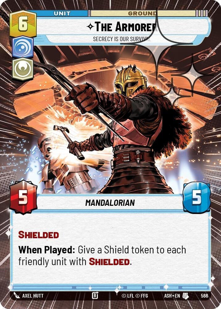 Image for The Armorer - Secrecy is Our Survival (Hyperspace Foil) (566) (ASH) - Star Wars: Unlimited