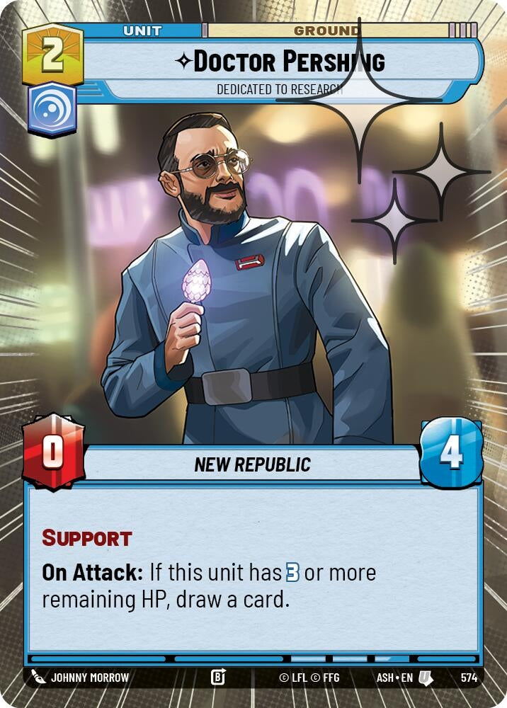 Image for Doctor Pershing - Dedicated to Research (Hyperspace Foil) (574) (ASH) - Star Wars: Unlimited