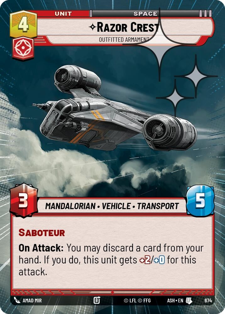 Image for Razor Crest - Outfitted Armament (Hyperspace Foil) (674) (ASH) - Star Wars: Unlimited