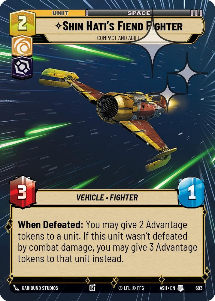 Image for Shin Hati's Fiend Fighter - Compact and Agile (Hyperspace Foil) (693) (ASH) - Star Wars: Unlimited