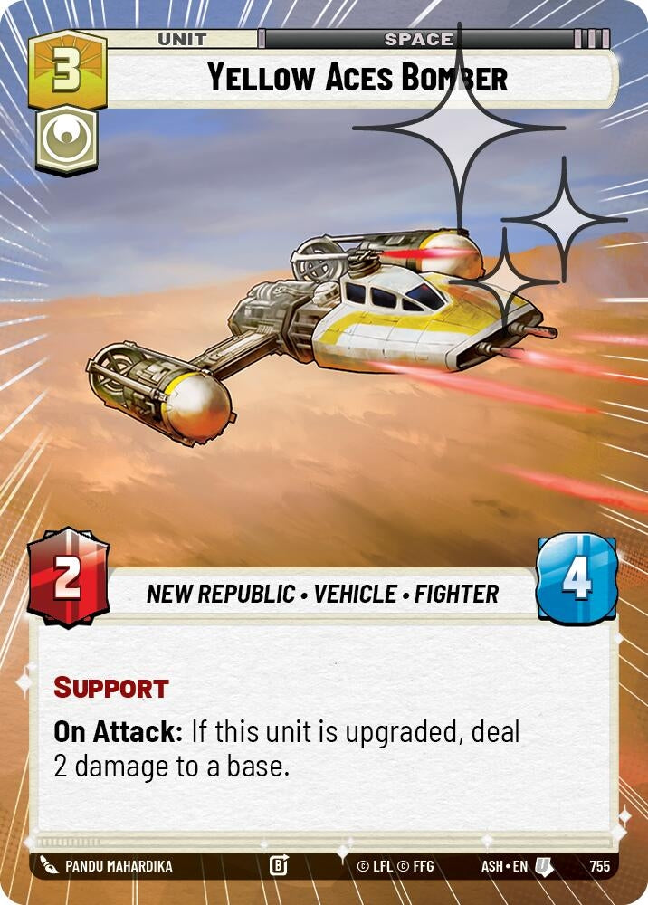 Image for Yellow Aces Bomber (Hyperspace Foil) (755) (ASH) - Star Wars: Unlimited